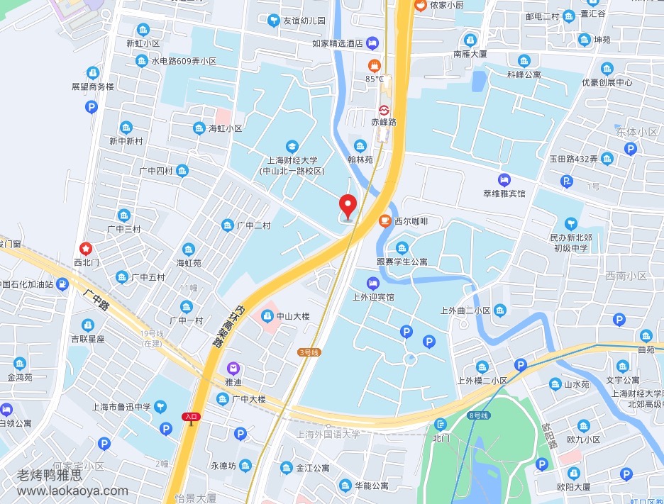 上海财经大学中山北一路校区雅思考点地图位置