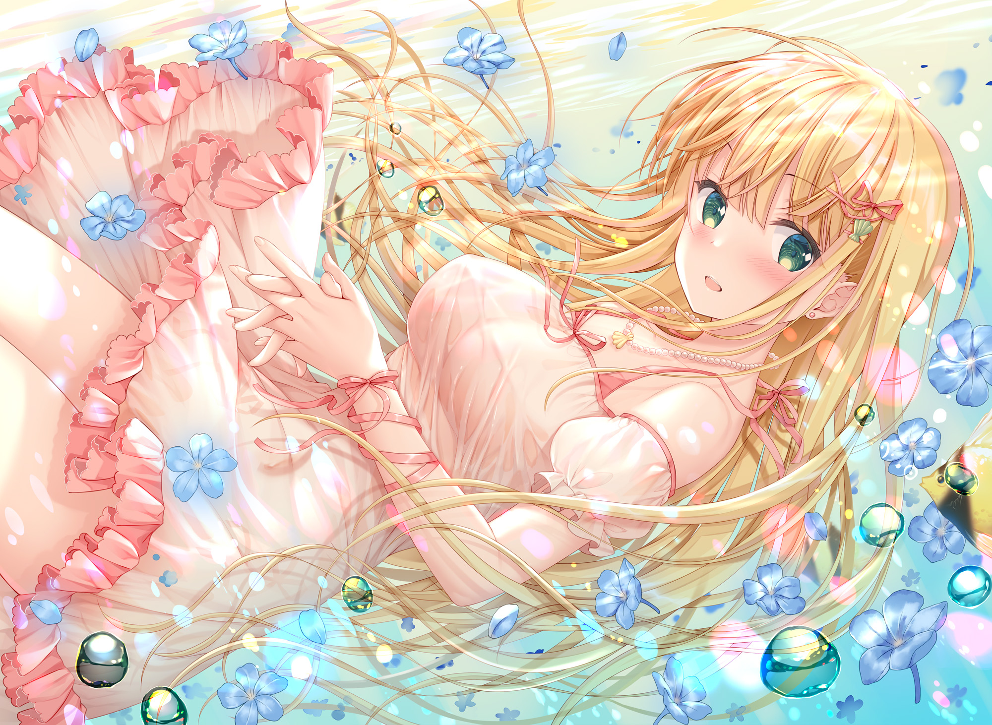 yande.re 552227 dress inagaki_minami no_bra see_through skirt_lift twinbox twinbox_school wet_clothes.jpg