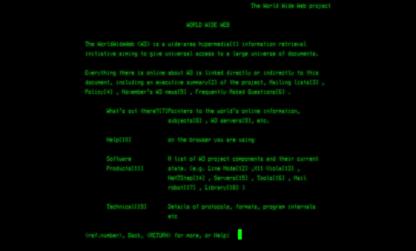 Screenshot of the recreated page of the first website (Image: CERN)