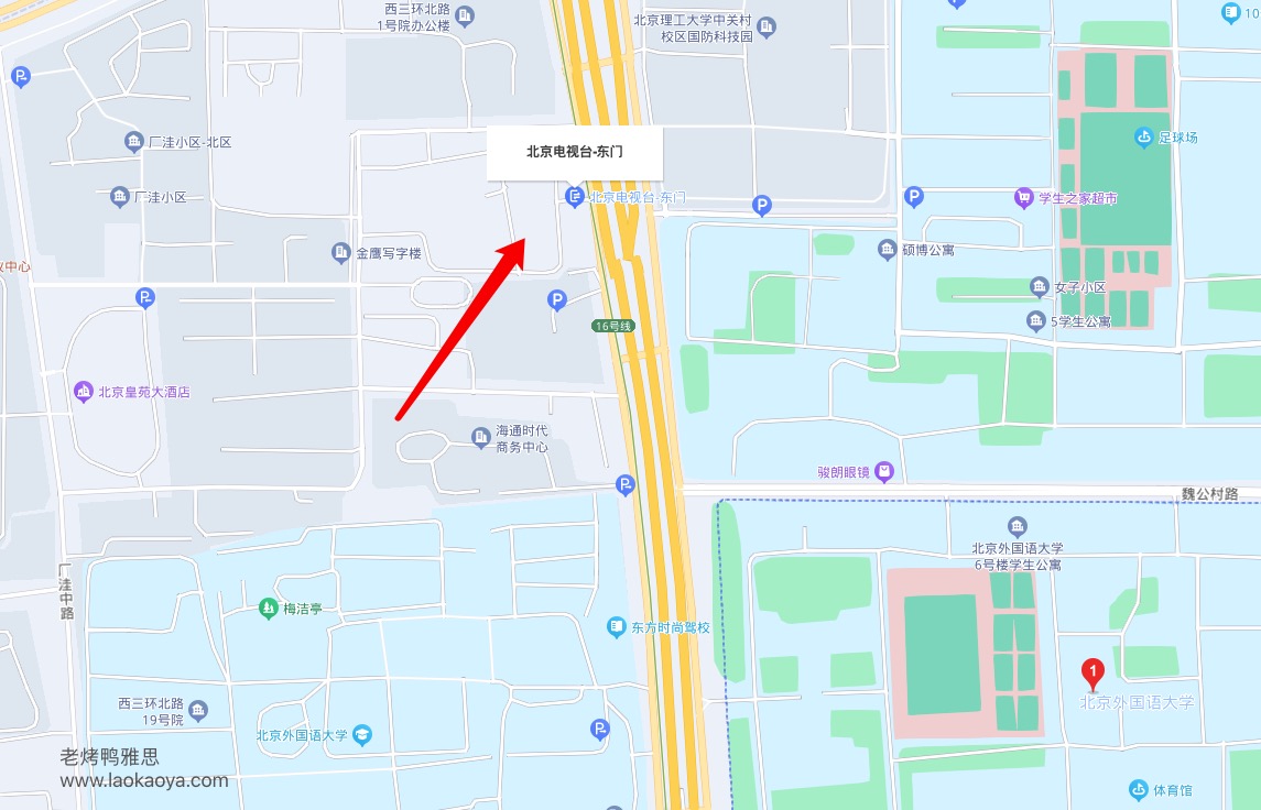 北京外国语大学雅思机考考点地理方位图