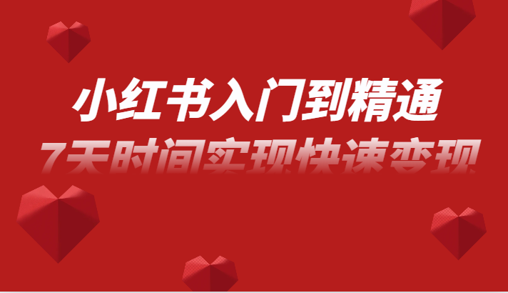 小红书入门到精通课，无货源电商实操运营，7天时间实现快速变现插图