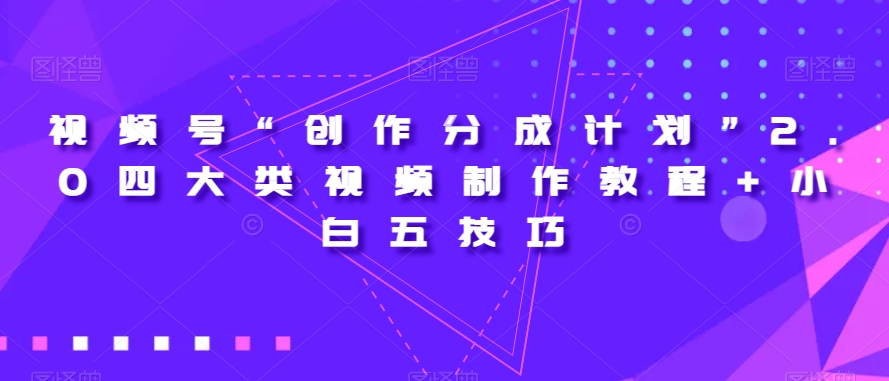 视频号“创作分成计划”2.0四大类视频制作教程+小白五技巧【揭秘】插图