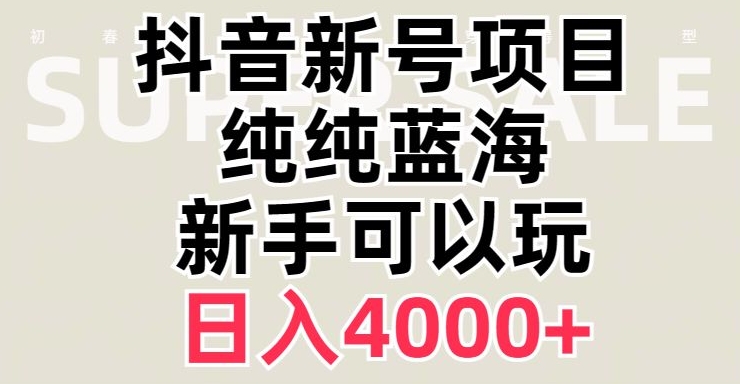 抖音蓝海赛道，必须是新账号，日入4000+【揭秘】插图